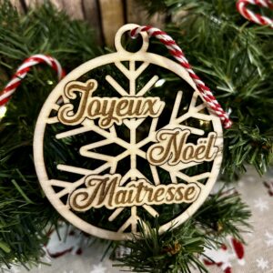 🎄 Boule de Noël – “Joyeux Noël Maîtresse” 🎁